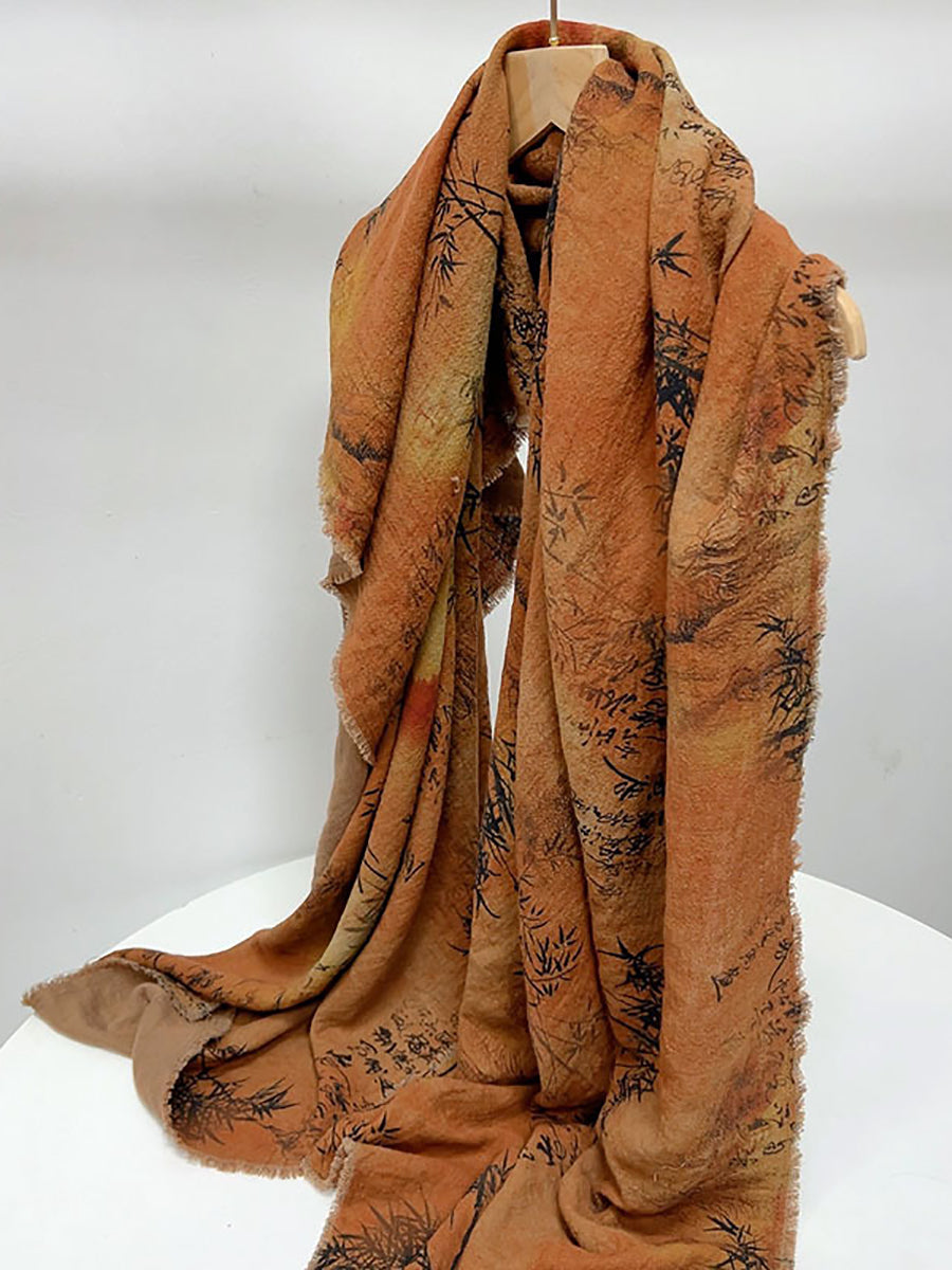 Sciarpa autunnale con fiori etnici e tie-dye da donna