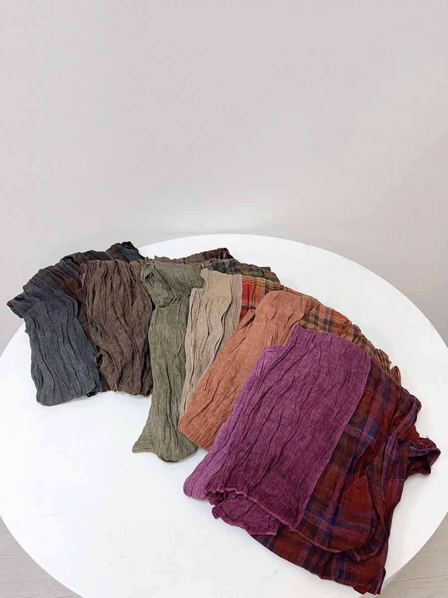 Sciarpa in cotone con giunzioni a quadri vintage da donna