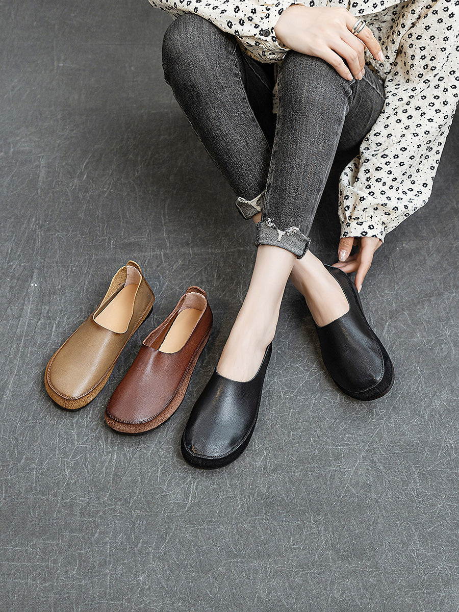 Scarpe basse in pelle vintage primaverili da donna