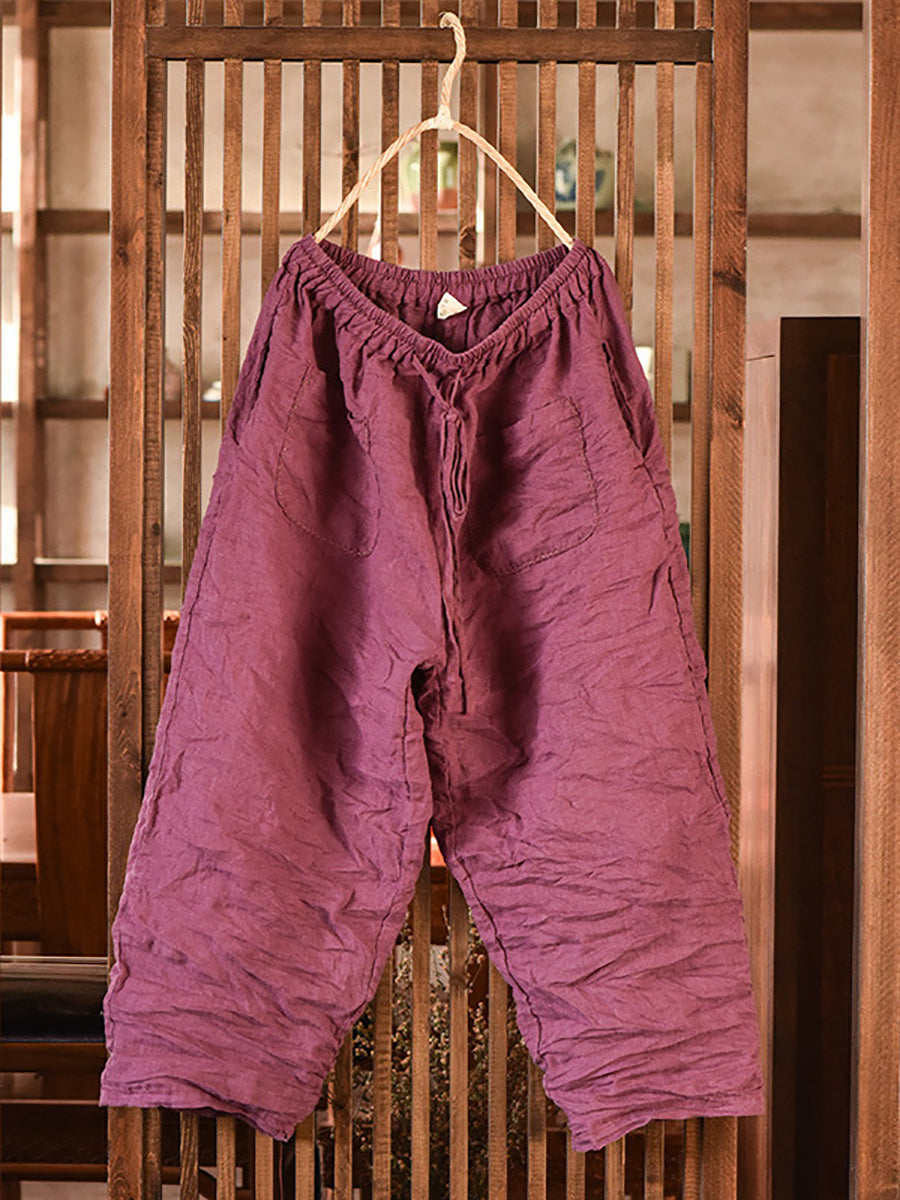 Pantaloni harem estivi vintage in lino da donna