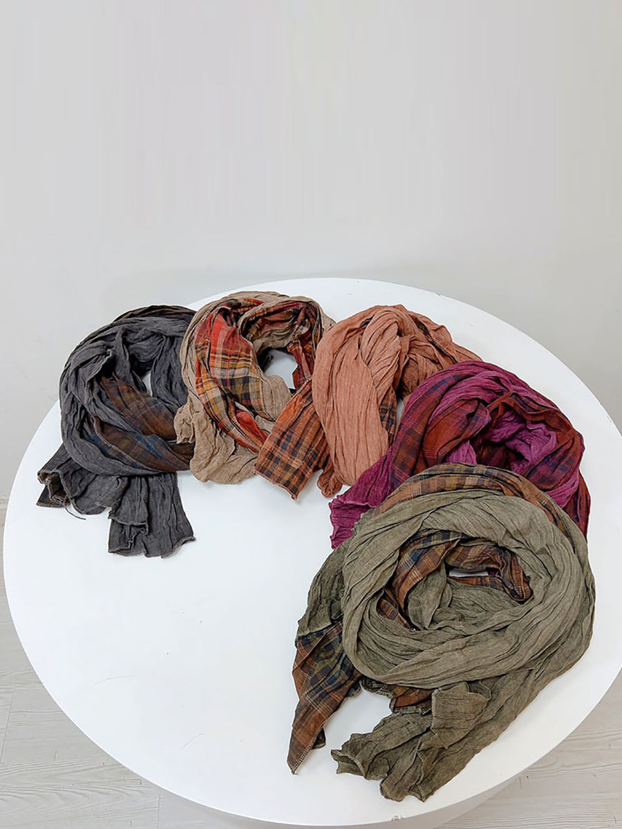 Sciarpa in cotone con giunzioni a quadri vintage da donna