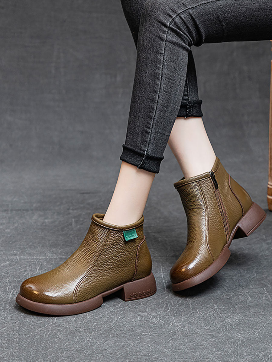 Stivaletti invernali in pelle vintage da donna