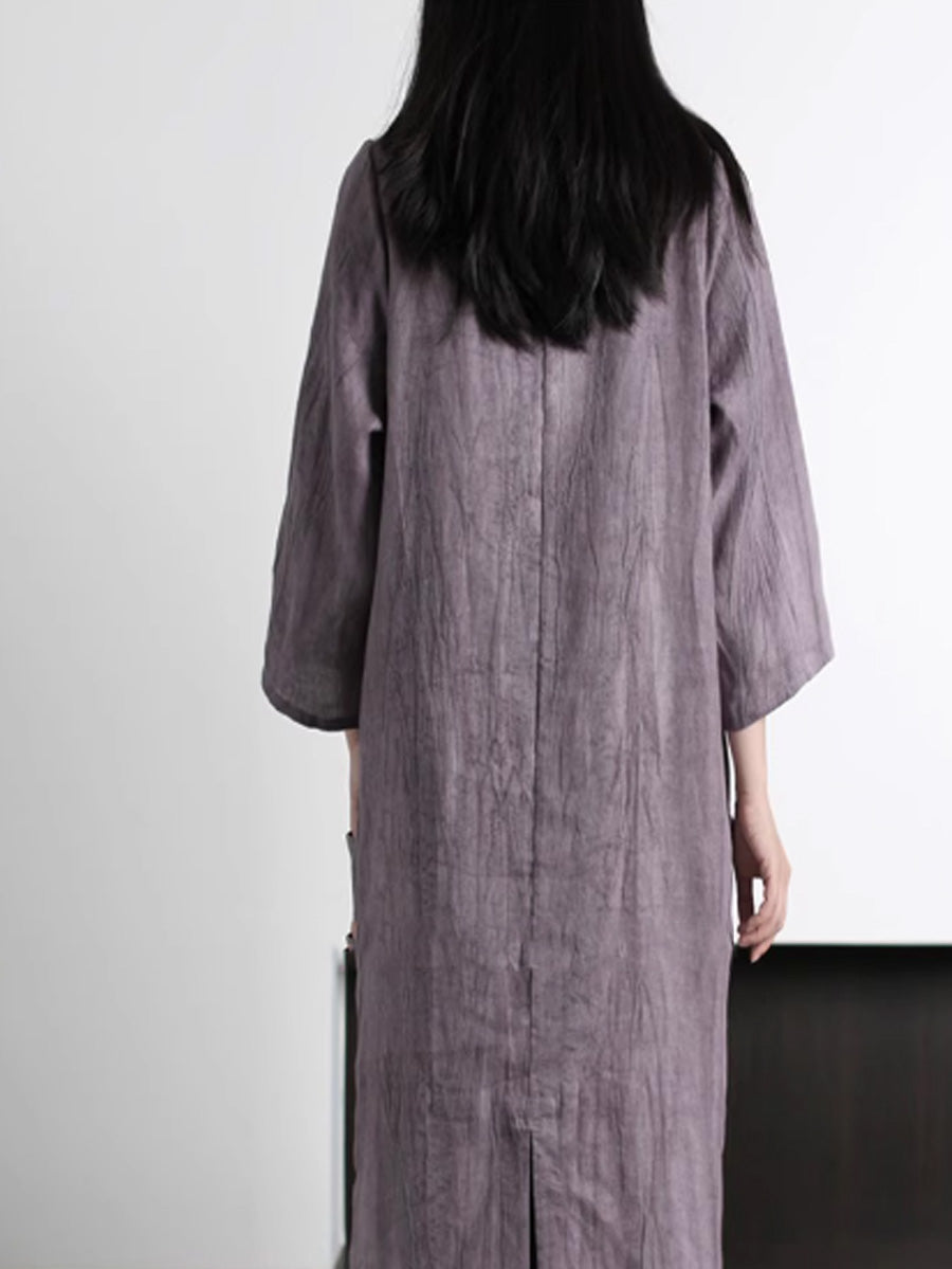 Abito da donna vintage irregolare in lino e cotone con tiedye