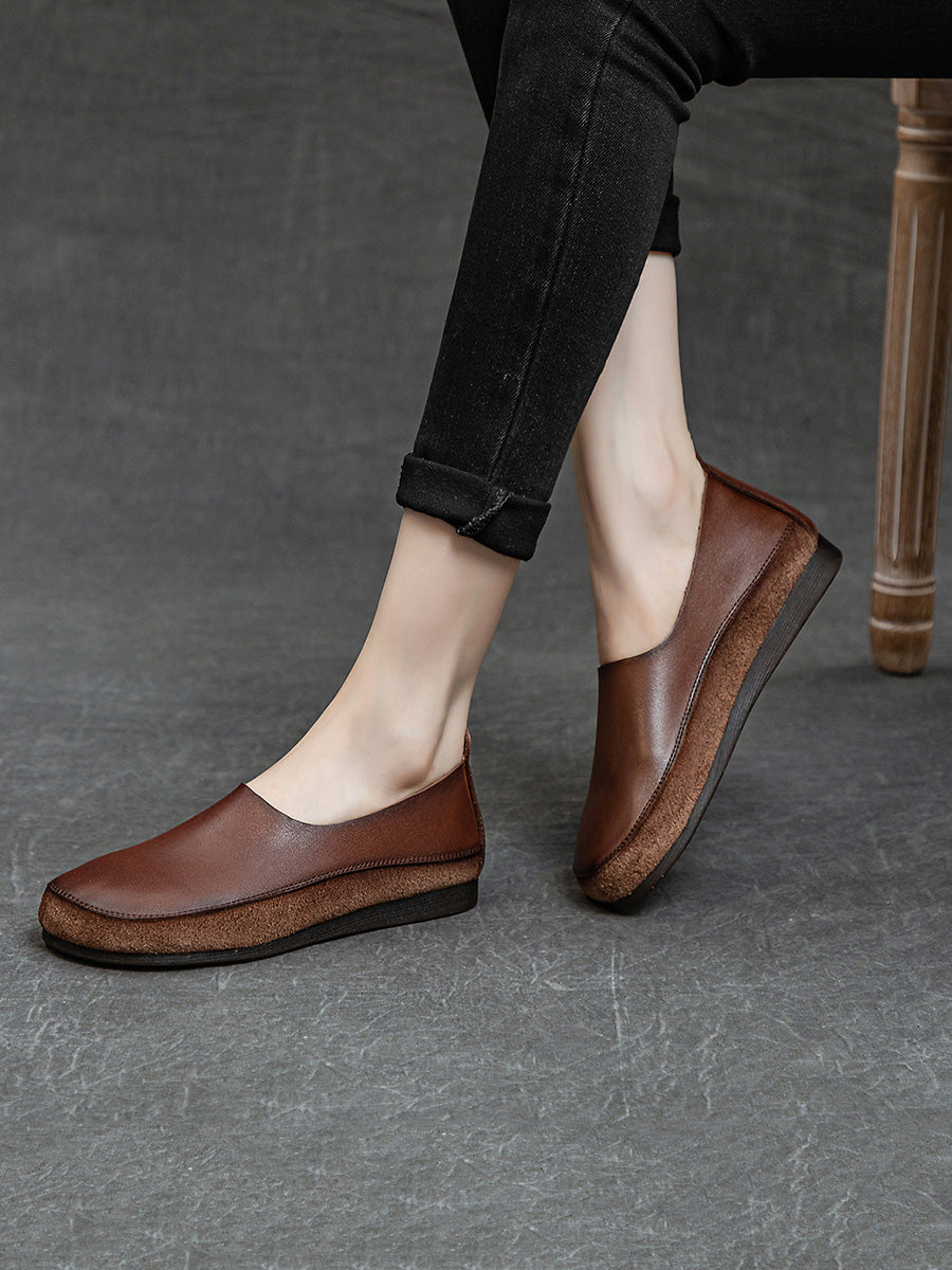 Scarpe basse in pelle vintage primaverili da donna