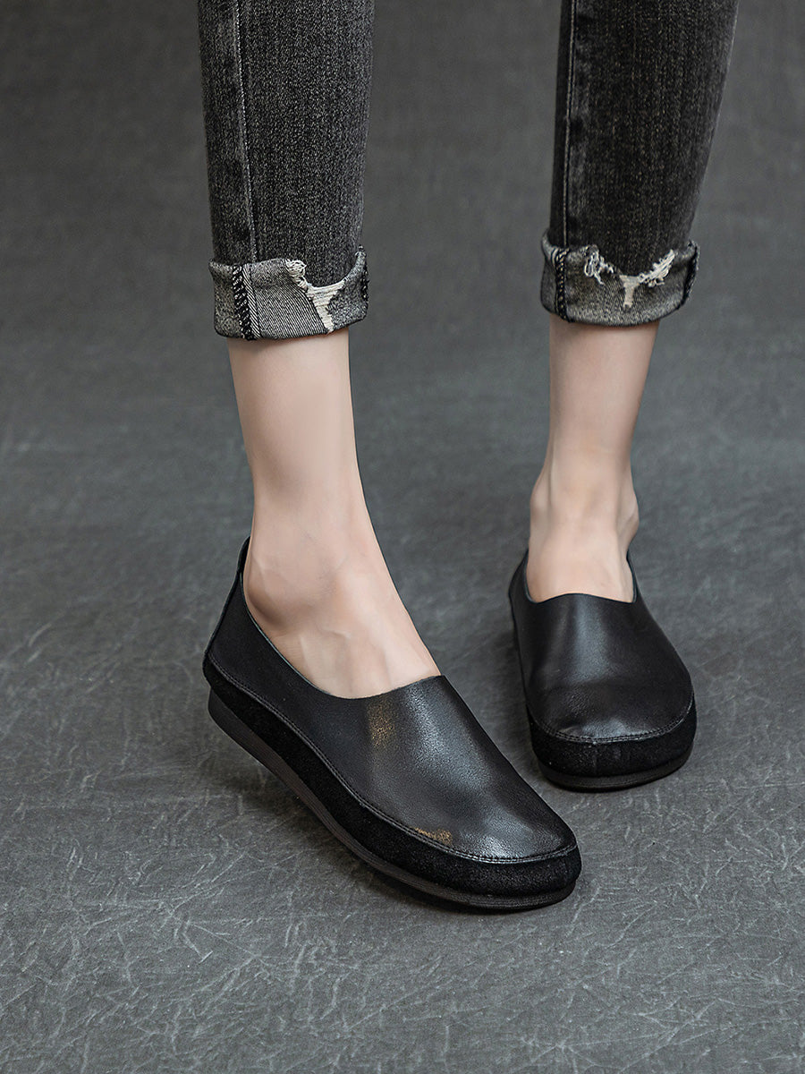 Scarpe basse in pelle vintage primaverili da donna