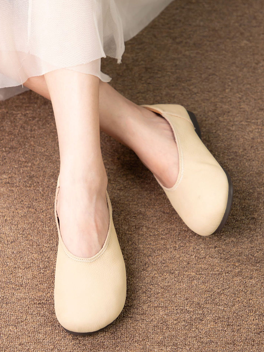 Scarpe basse estive casual da donna in morbida pelle
