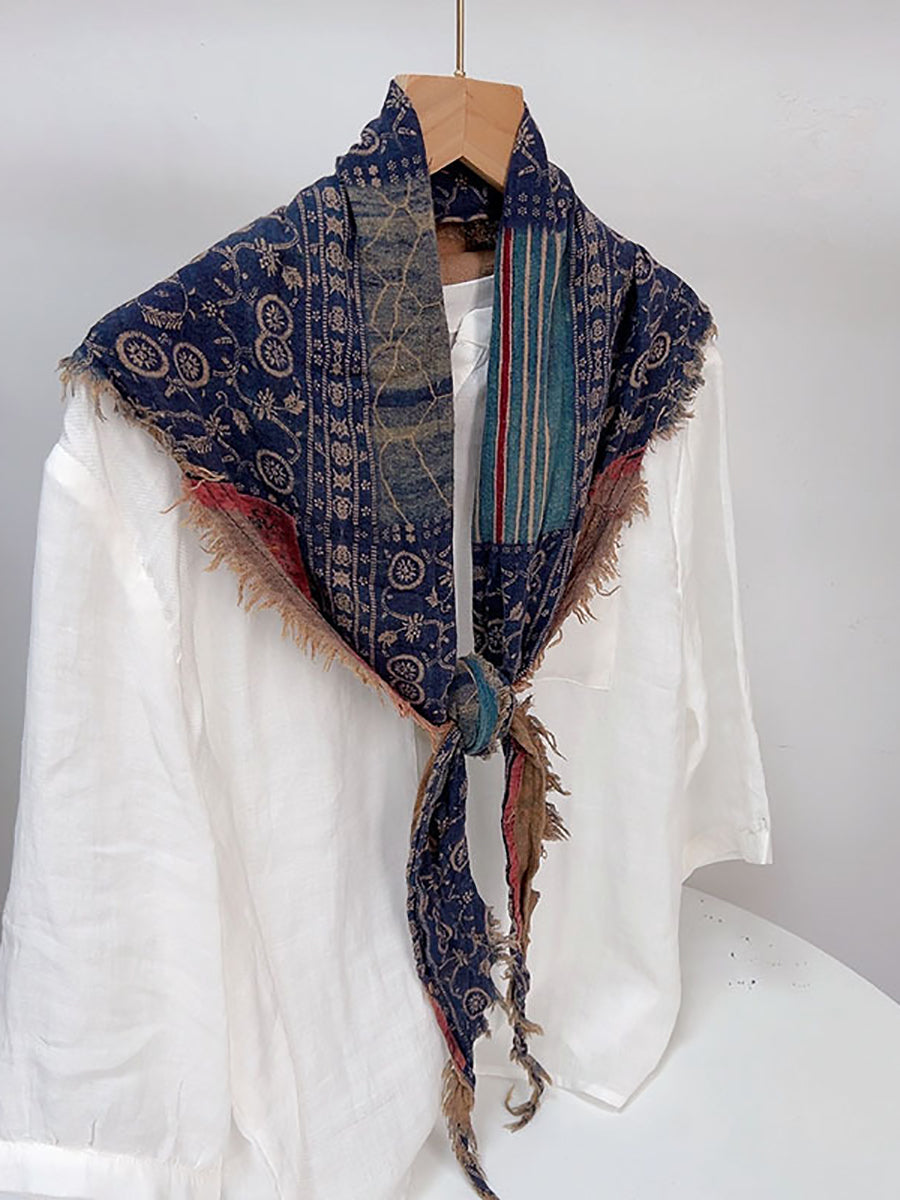 Sciarpa autunnale con fiori etnici e tie-dye da donna