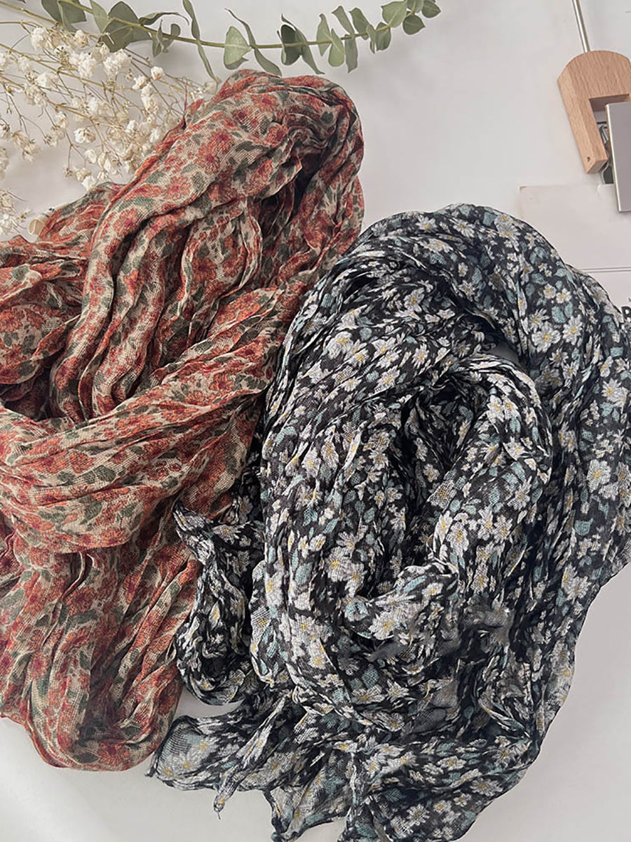 Sciarpa estiva da donna in cotone floreale vintage