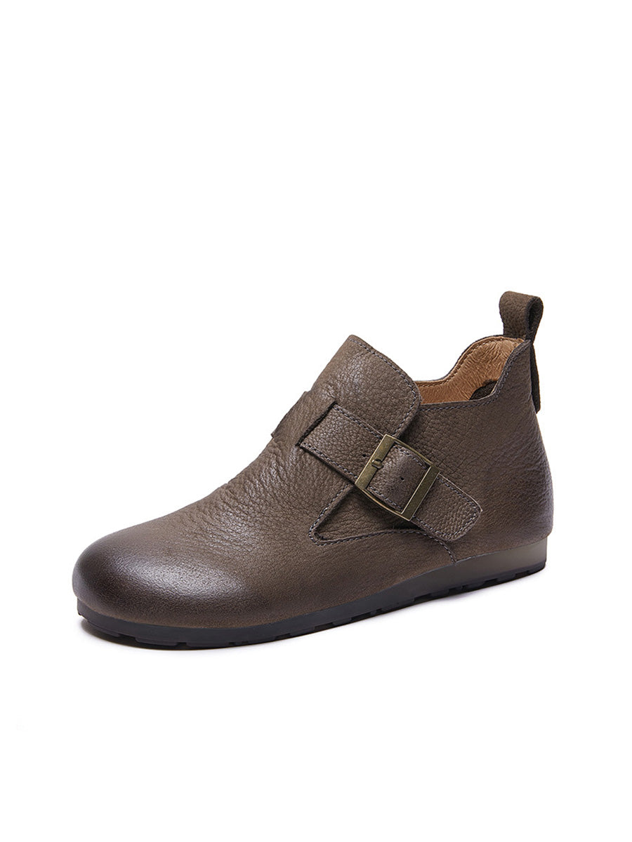 Scarpe basse con fibbia in vera pelle morbida vintage da donna