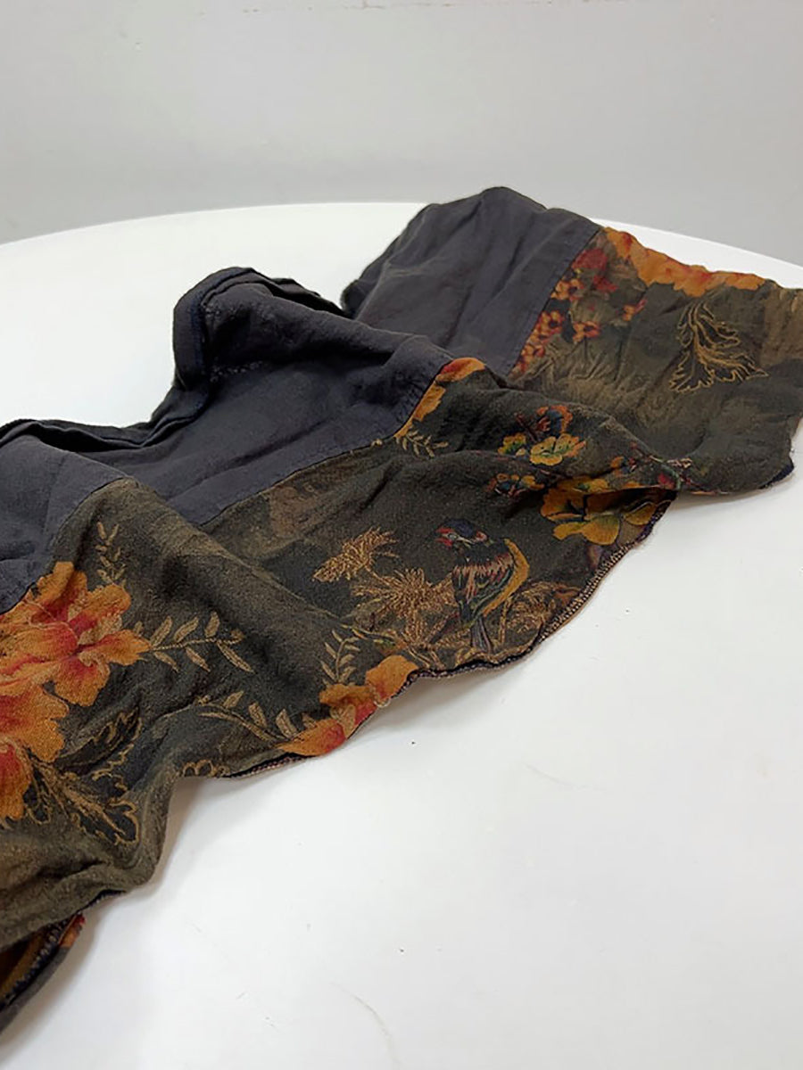 Sciarpa autunnale con fiori etnici e tie-dye da donna