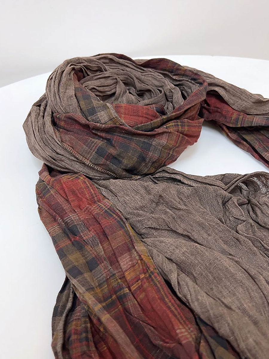 Sciarpa in cotone con giunzioni a quadri vintage da donna