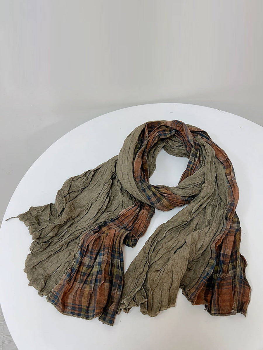 Sciarpa in cotone con giunzioni a quadri vintage da donna