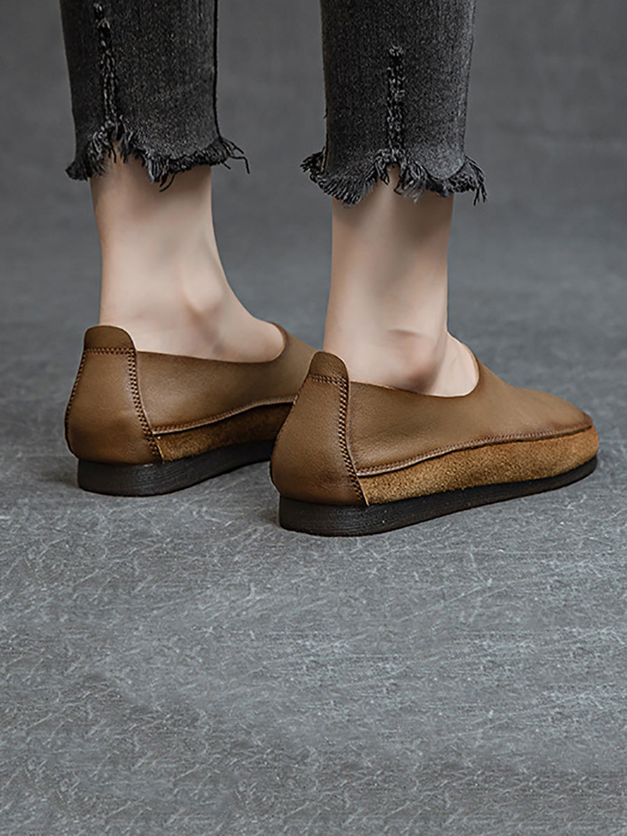 Scarpe basse in pelle vintage primaverili da donna