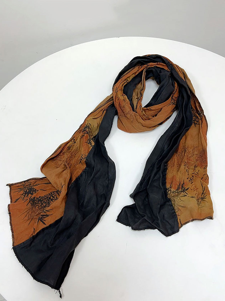 Sciarpa autunnale con fiori etnici e tie-dye da donna