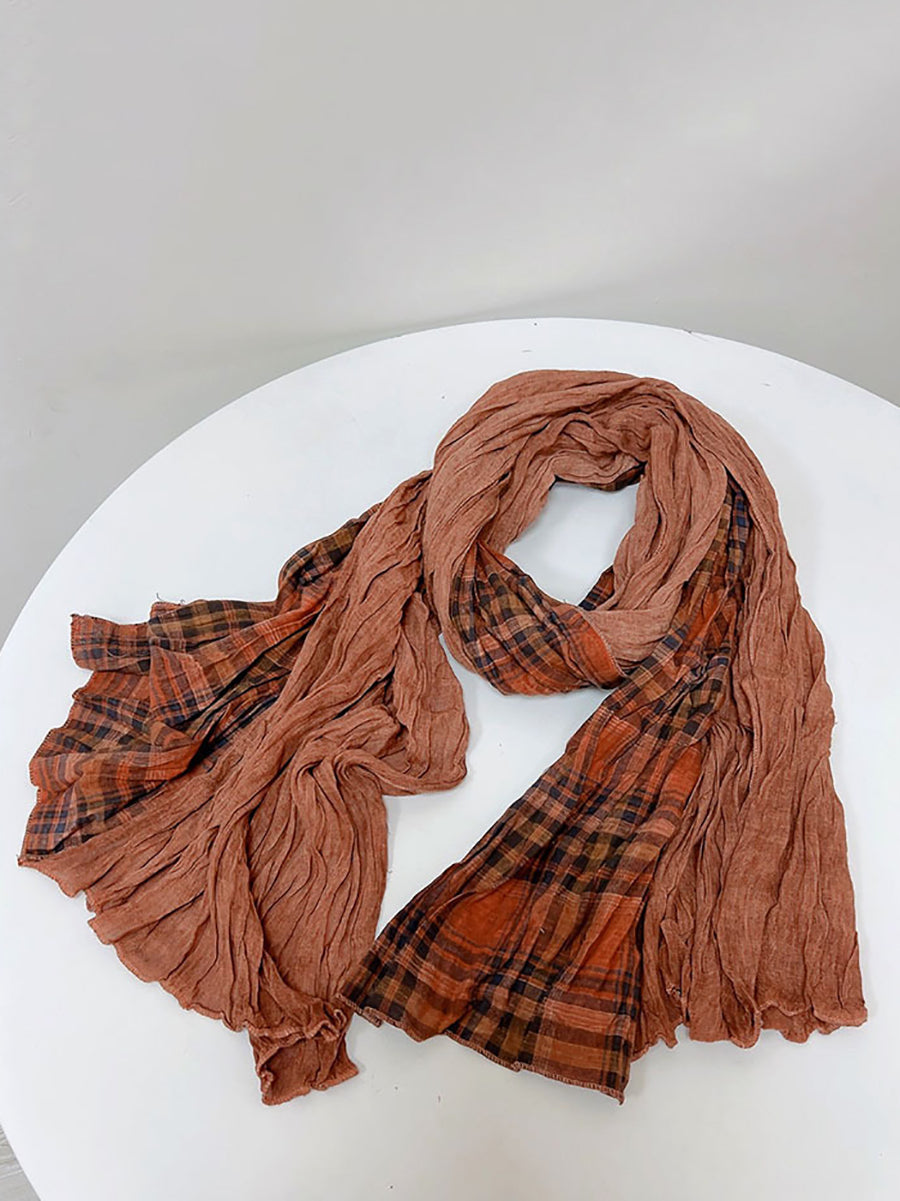 Sciarpa in cotone con giunzioni a quadri vintage da donna