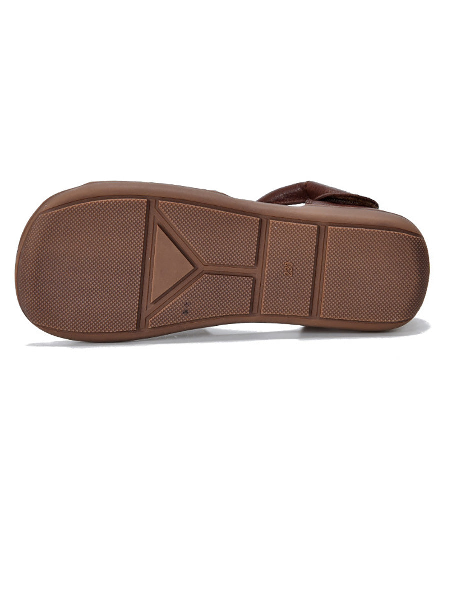 Sandali piatti in morbida pelle solida casual estivi da donna