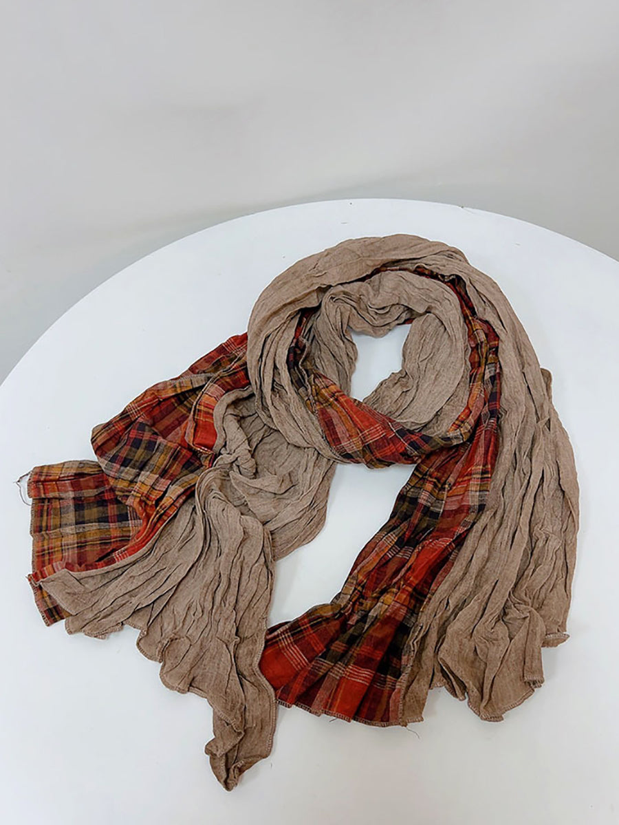 Sciarpa in cotone con giunzioni a quadri vintage da donna