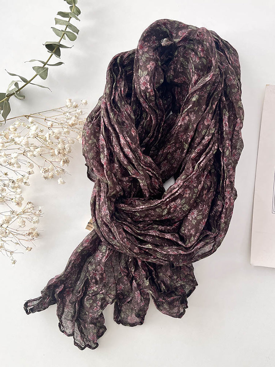 Sciarpa estiva da donna in cotone floreale vintage