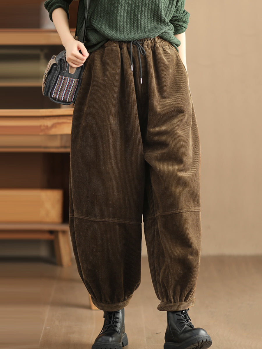 Pantaloni casual da donna, larghi e foderati in pile