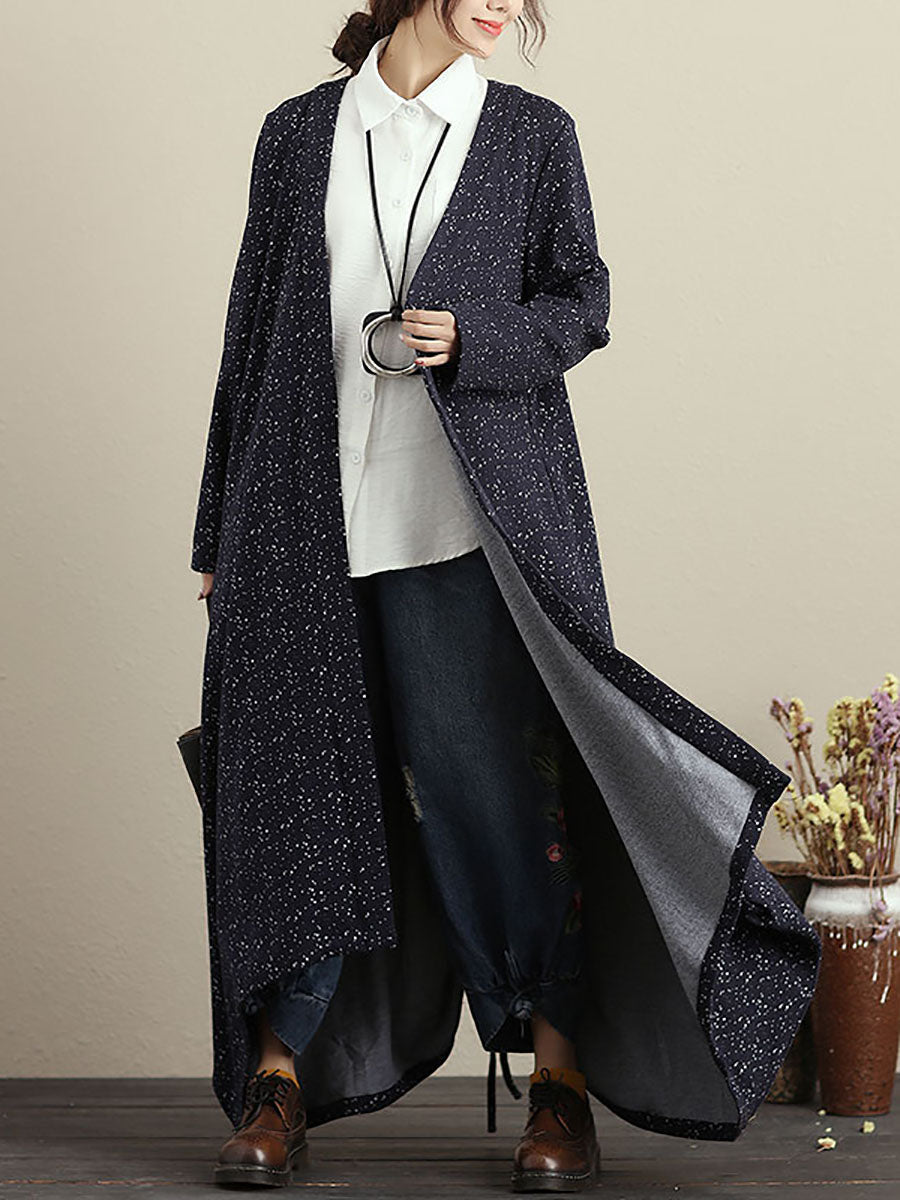 Cardigan Maniche Lunghe Blu Autunno Inverno Cappotto Per Le Donne