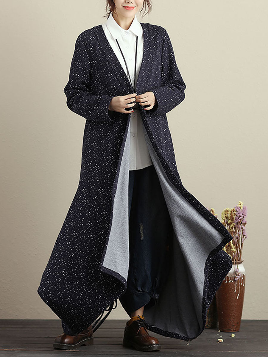 Cardigan Maniche Lunghe Blu Autunno Inverno Cappotto Per Le Donne