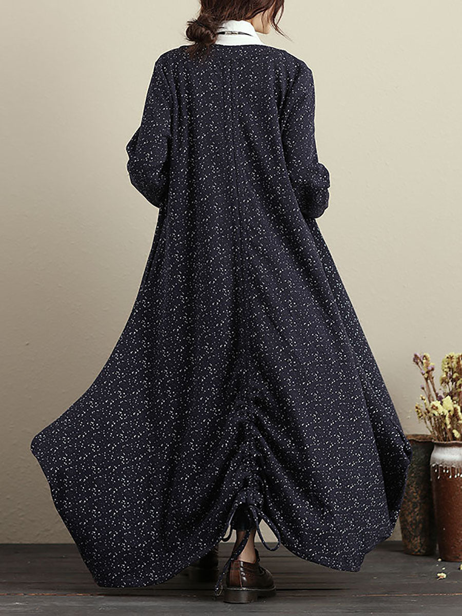 Cardigan Maniche Lunghe Blu Autunno Inverno Cappotto Per Le Donne