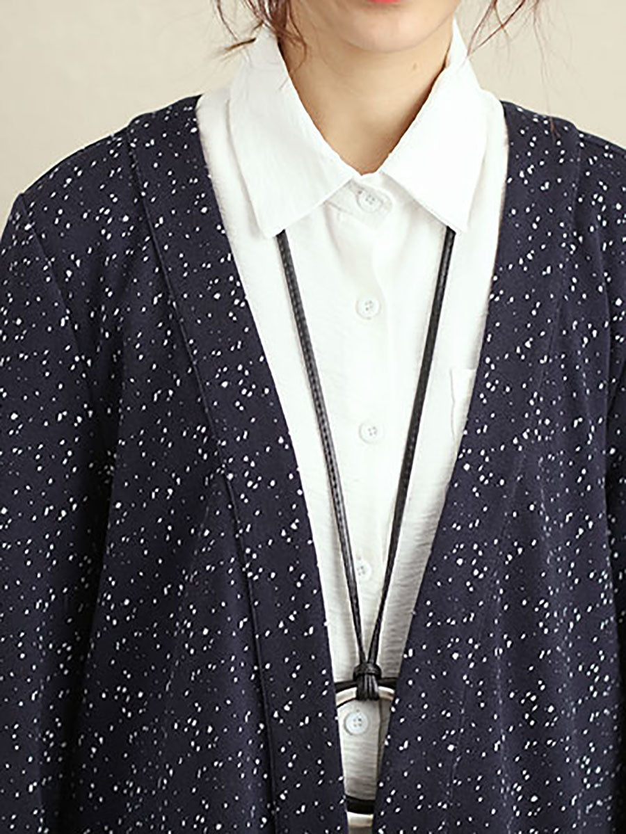 Cardigan Maniche Lunghe Blu Autunno Inverno Cappotto Per Le Donne