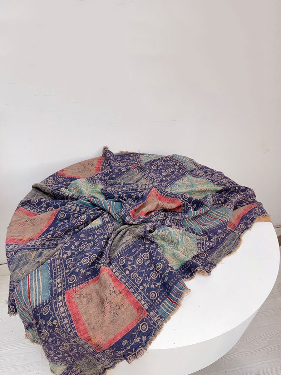 Sciarpa autunnale con fiori etnici e tie-dye da donna