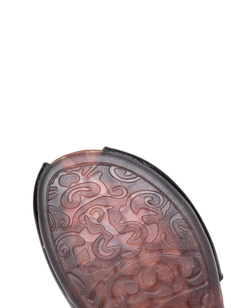 Sandali estivi casual da donna in pelle con tacco basso