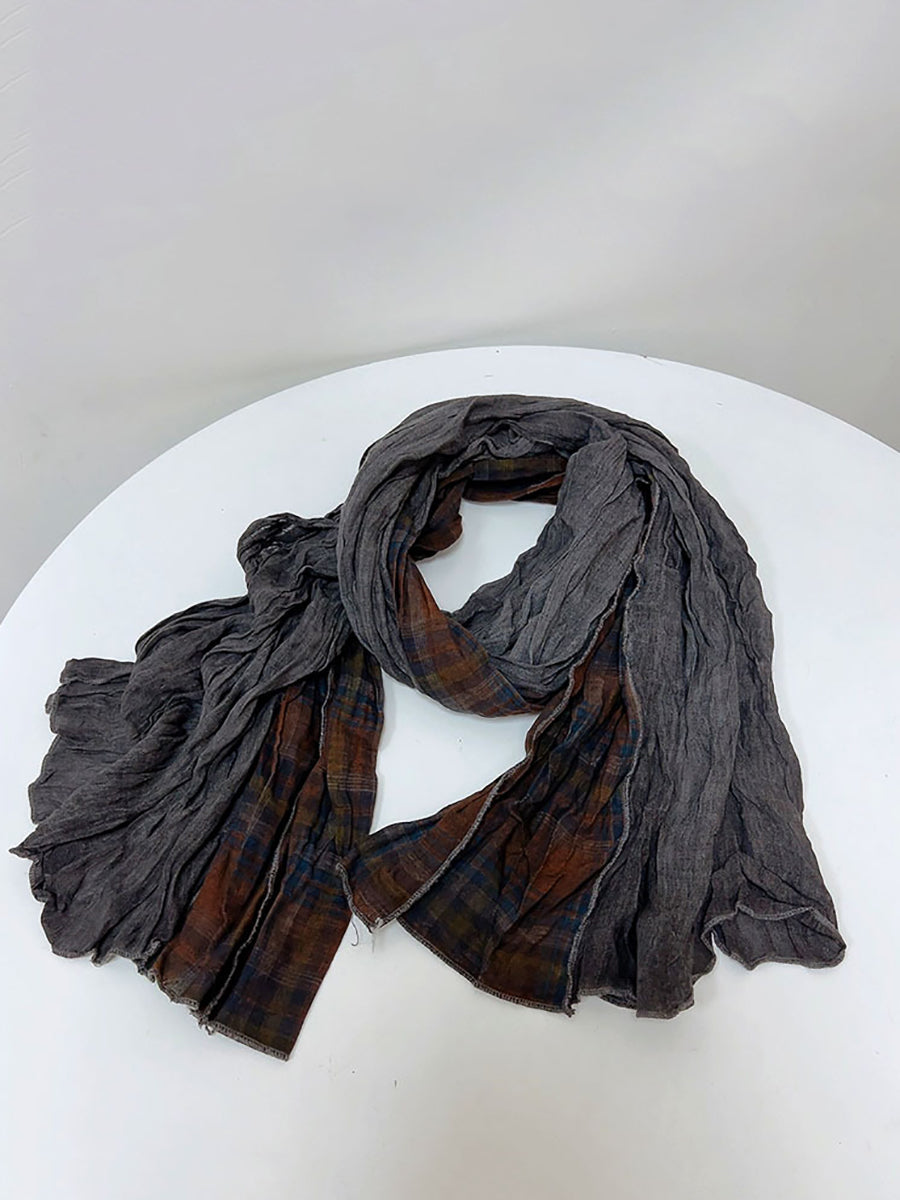 Sciarpa in cotone con giunzioni a quadri vintage da donna
