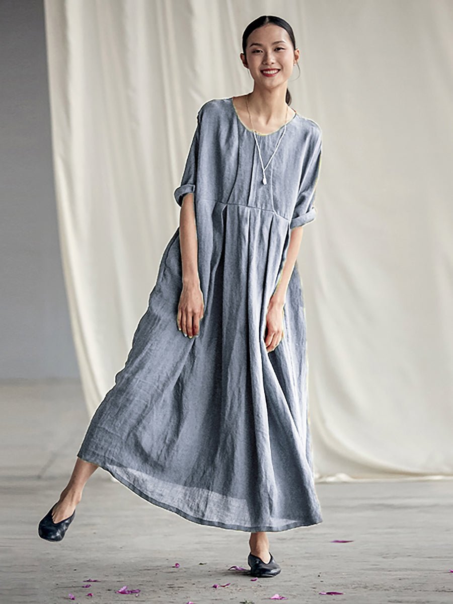 Abito elegante in lino plissettato stile cinese