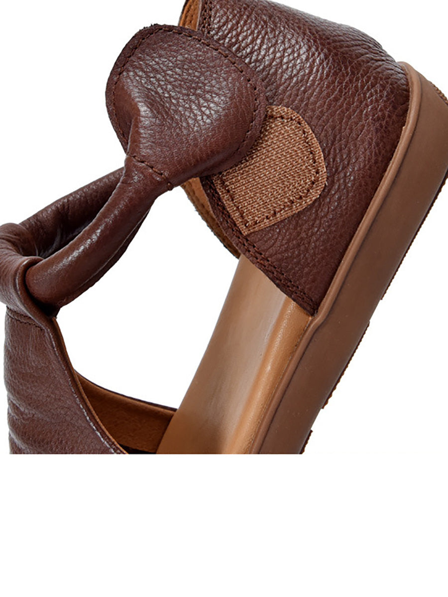 Sandali piatti in morbida pelle solida casual estivi da donna
