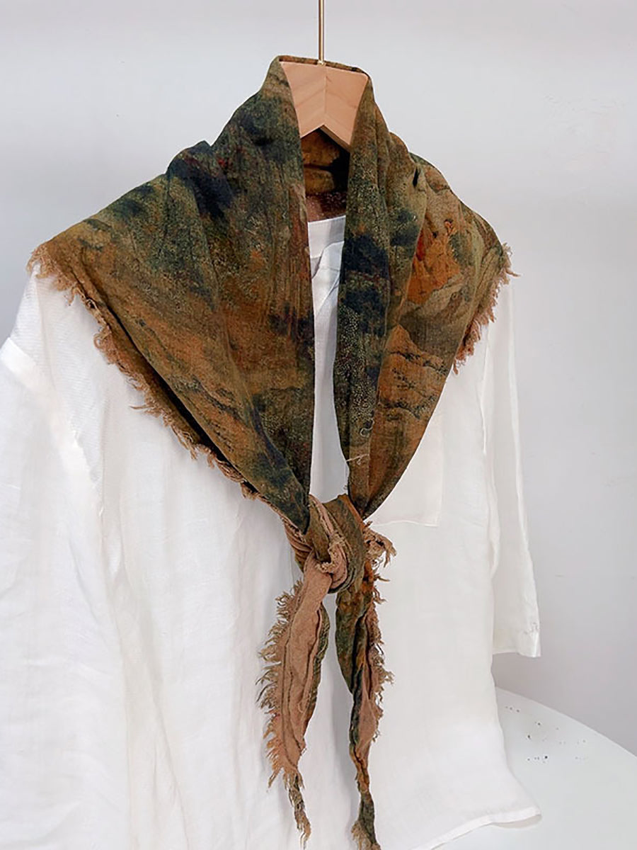 Sciarpa autunnale con fiori etnici e tie-dye da donna