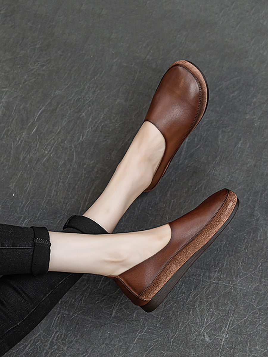 Scarpe basse in pelle vintage primaverili da donna