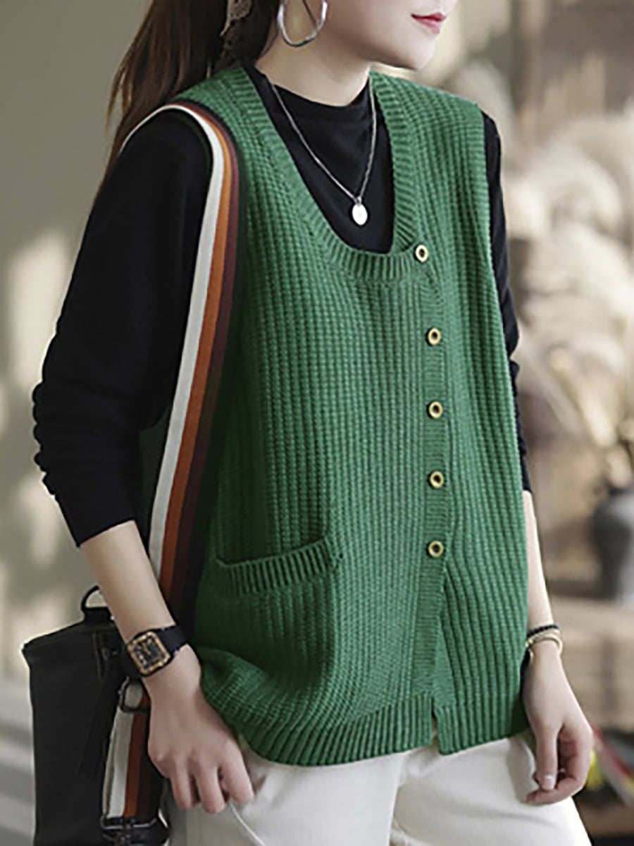 Maglione gilet con bottoni in maglia da donna