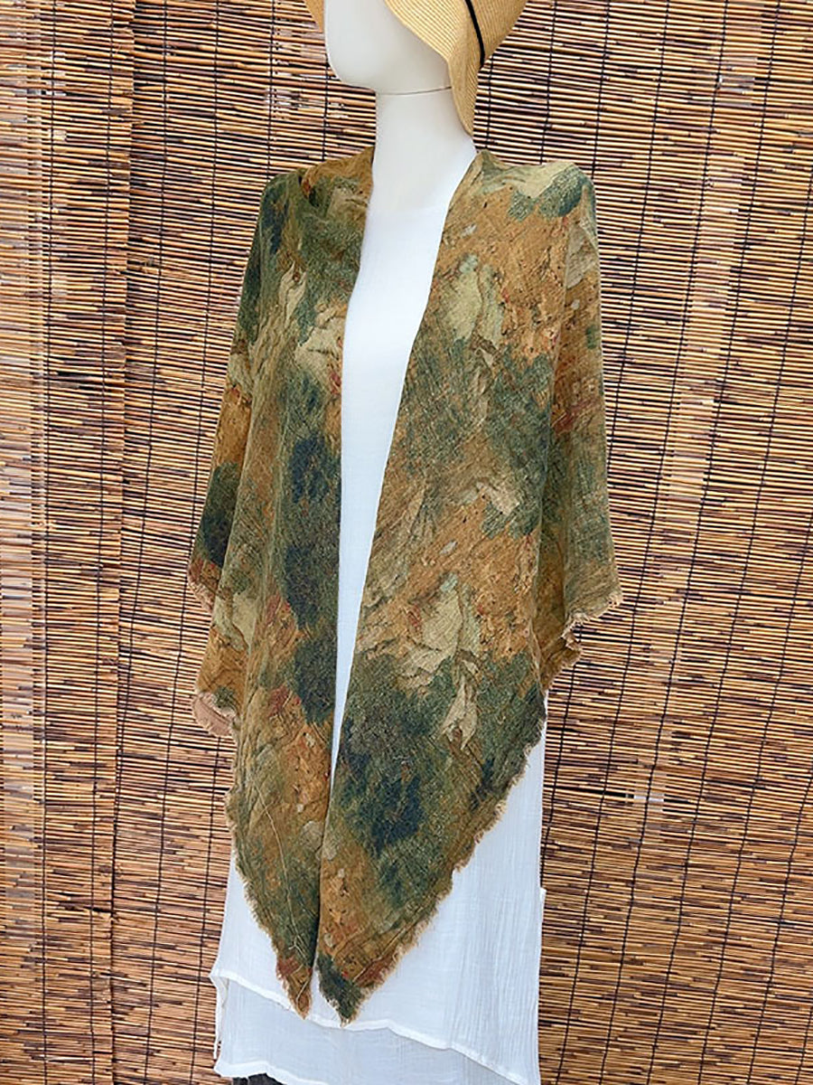 Sciarpa autunnale con fiori etnici e tie-dye da donna