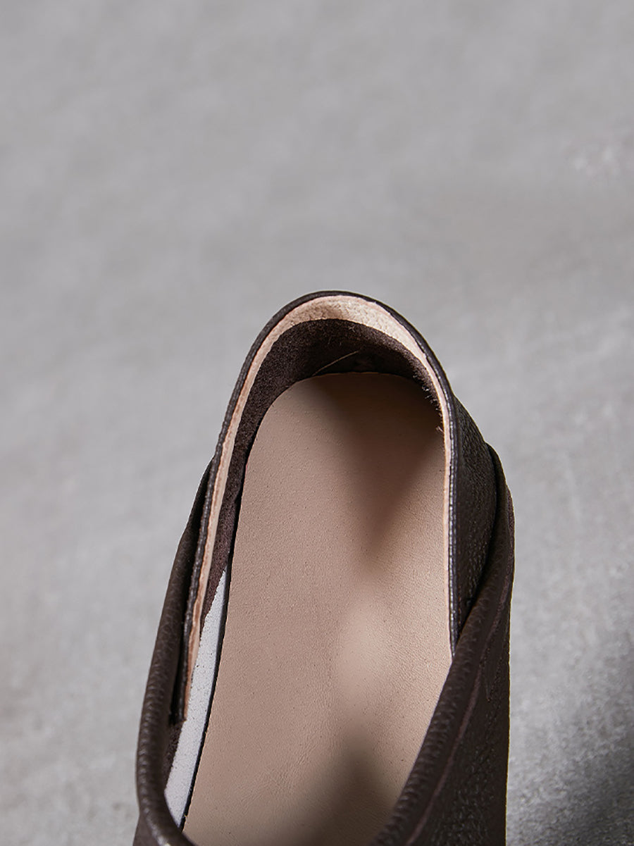 Scarpe piatte estive casual in pelle solida con giunzioni da donna