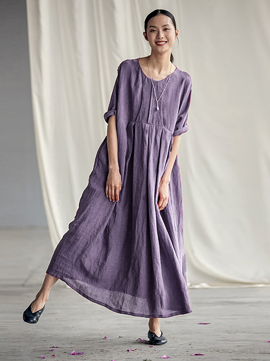 Abito elegante in lino plissettato stile cinese