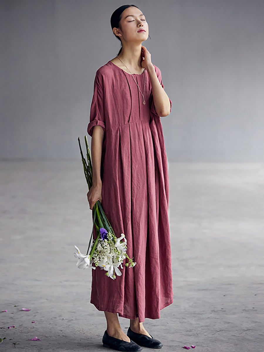 Abito elegante in lino plissettato stile cinese