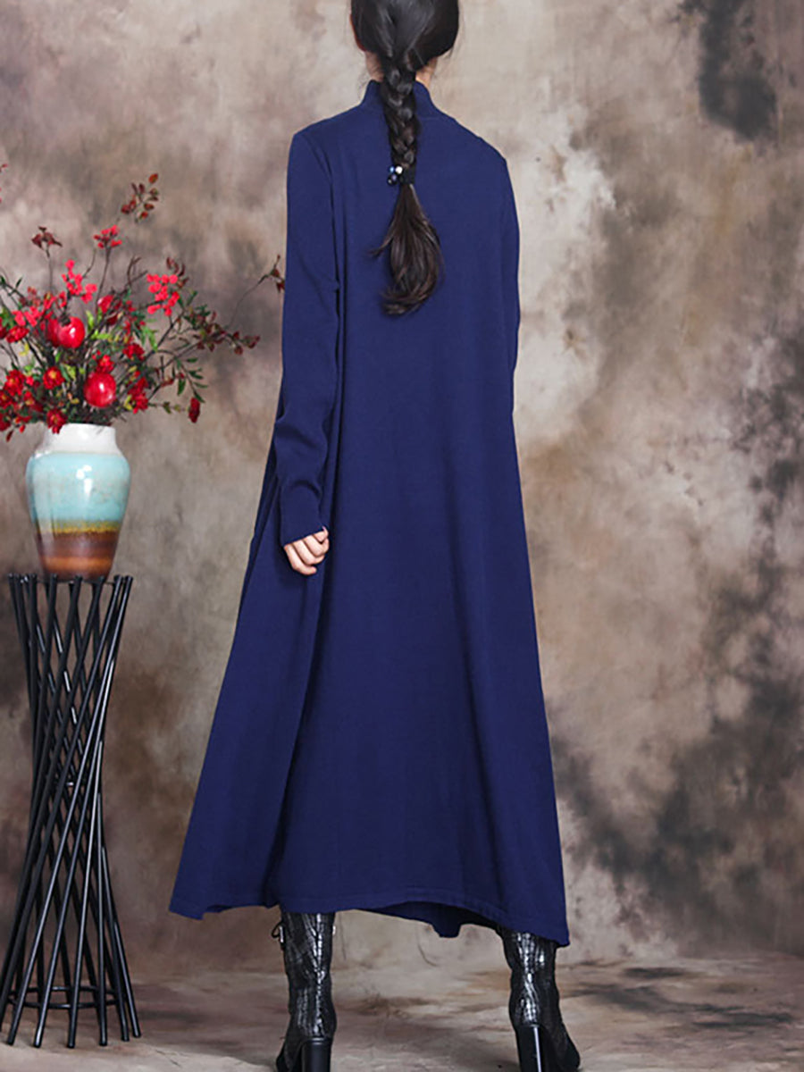 Abito lungo da donna Artsy Solid con collo alto