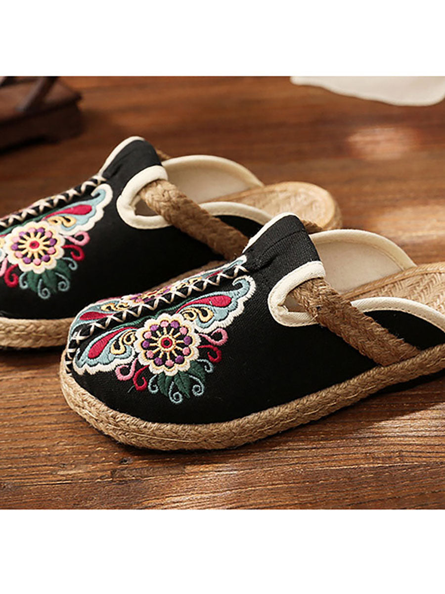 Scarpe casual floreali retrò ricamate da donna