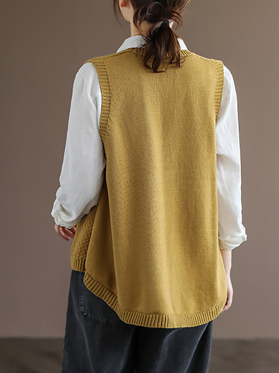 Maglione gilet lavorato a maglia con bottoni da donna