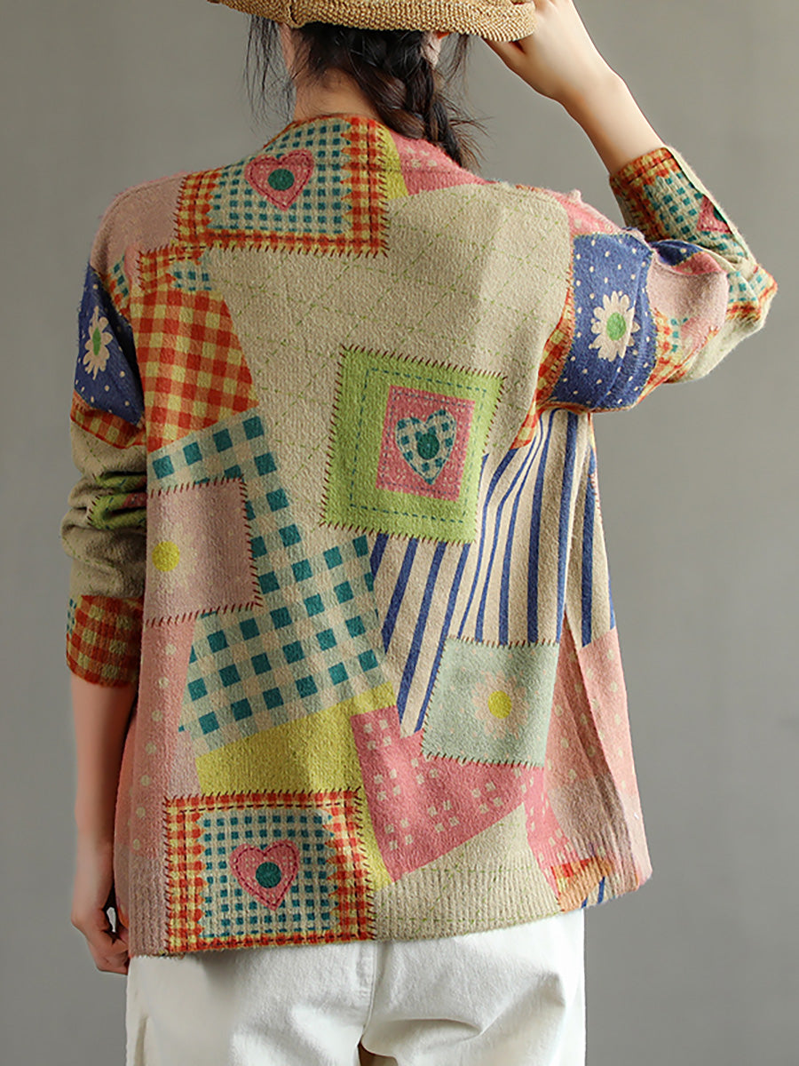 Maglione con tasca e scollo a V e maniche lunghe
