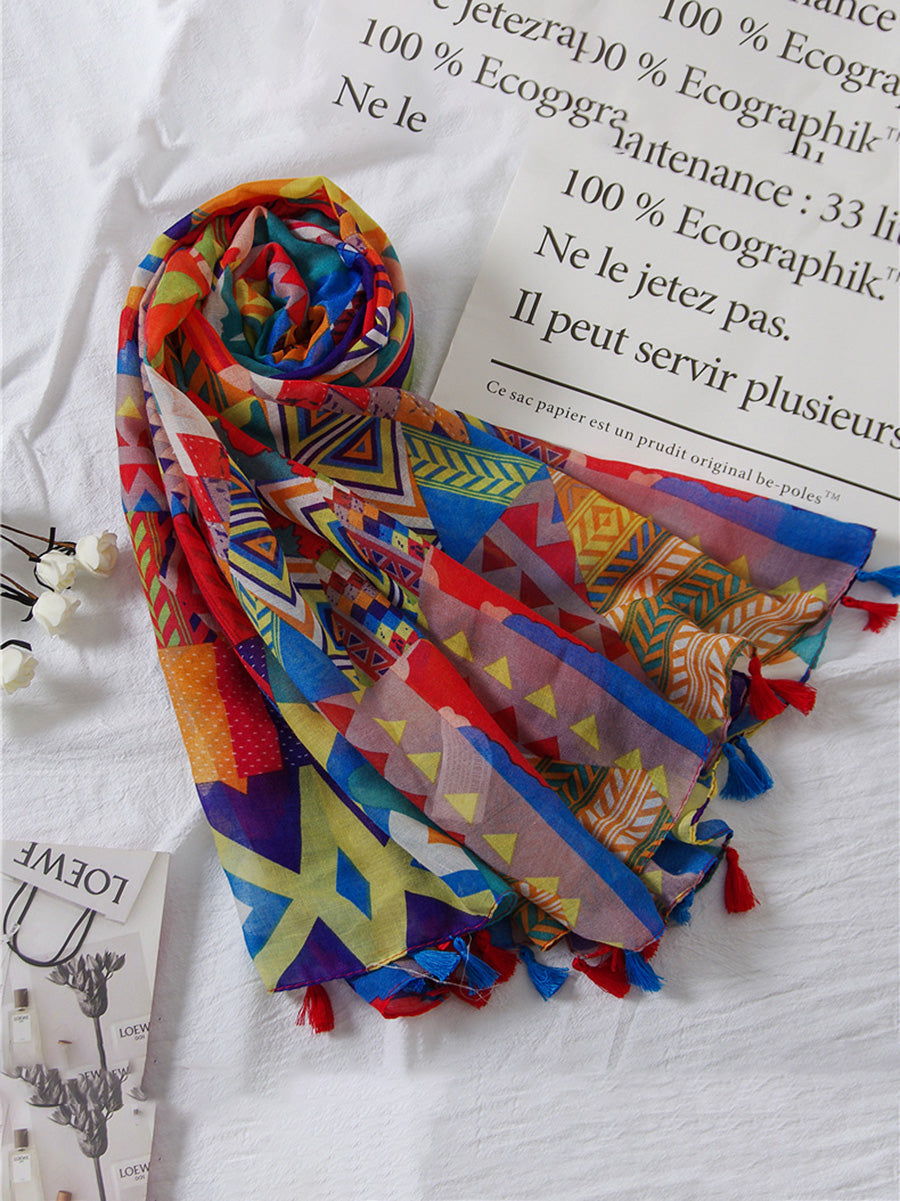 Sciarpa stampata con protezione solare vintage da donna