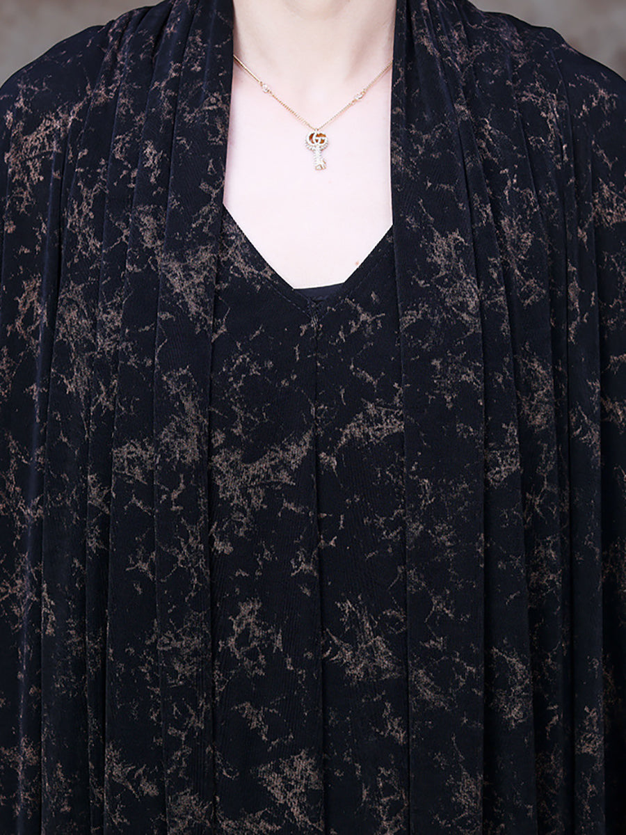 Abito largo con scollo a V floreale vintage da donna
