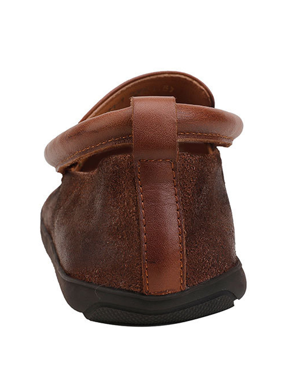 Scarpe da donna in pelle vintage con punta tonda e piatte