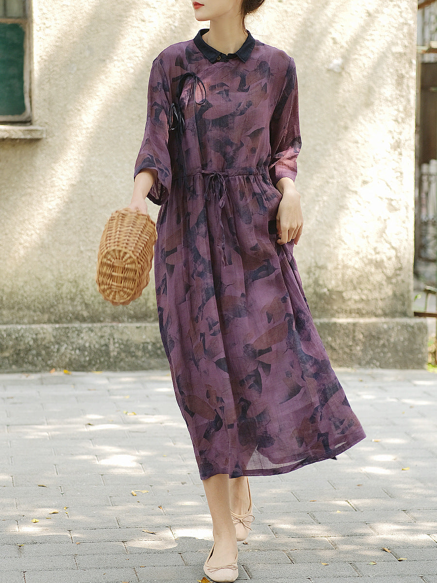 Abito largo con coulisse in stile cinese da donna