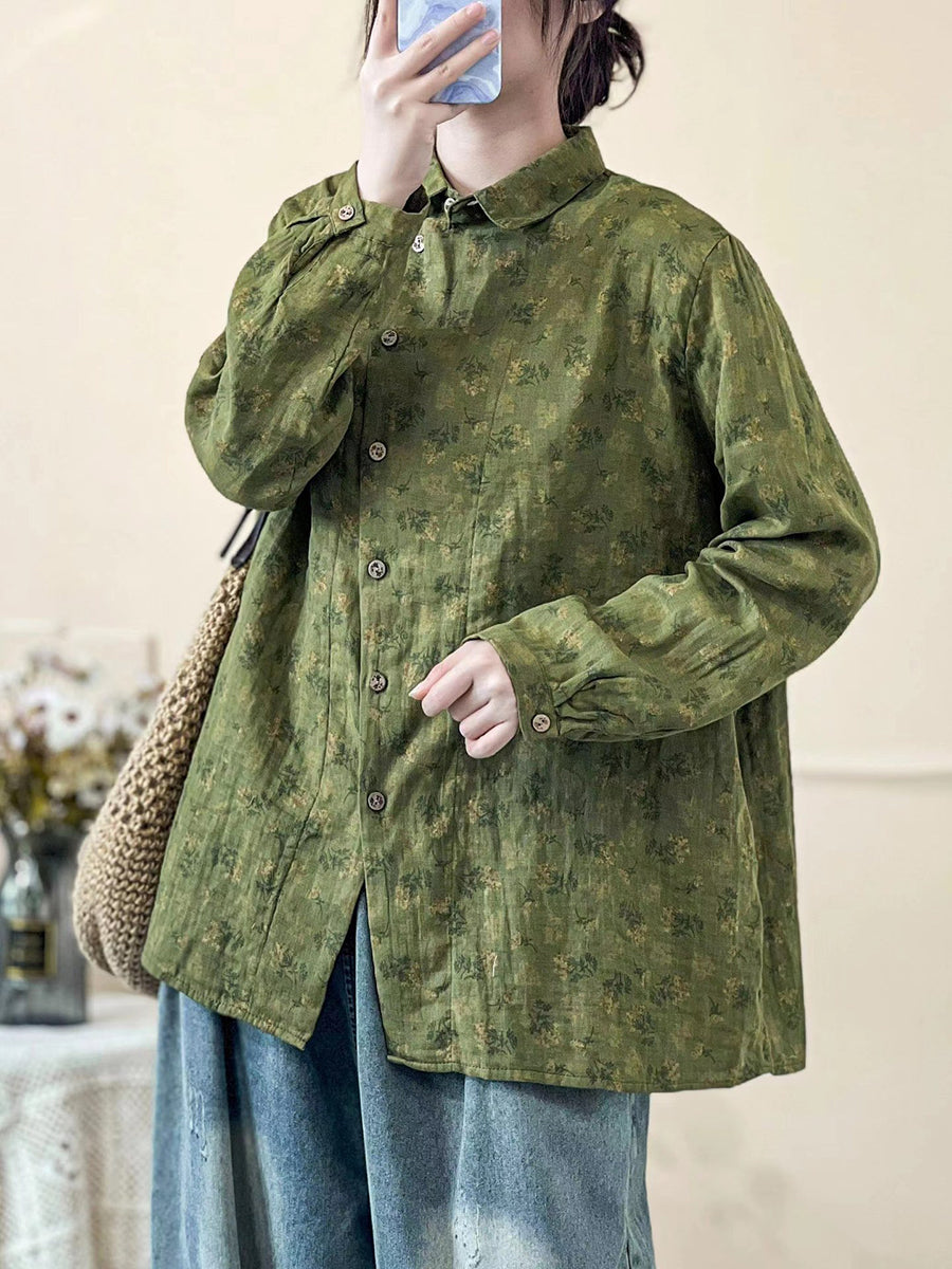 Camicia da donna con chiusura obliqua floreale vintage primaverile