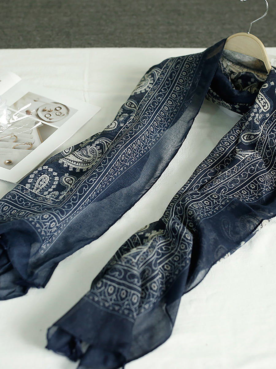 Sciarpa con nappe e stampa etnica estiva da donna