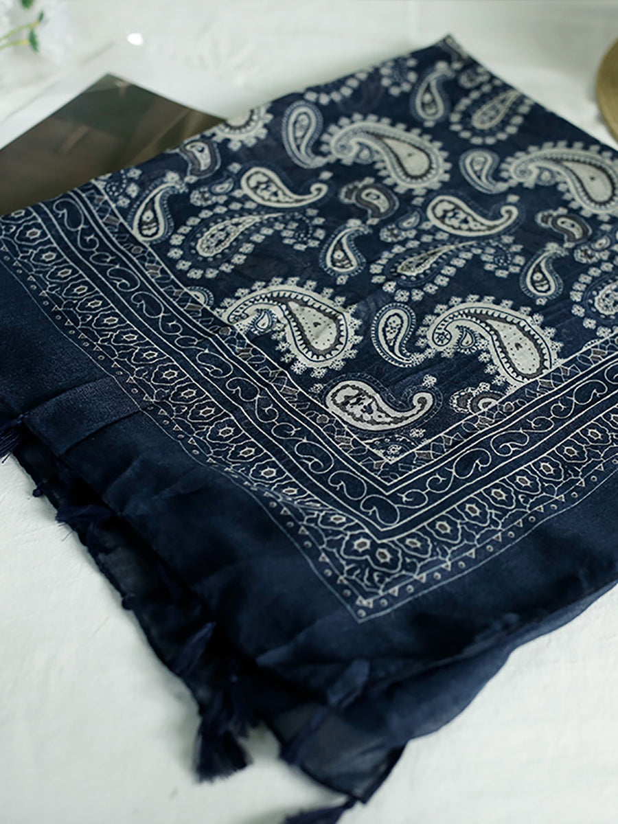 Sciarpa con nappe e stampa etnica estiva da donna